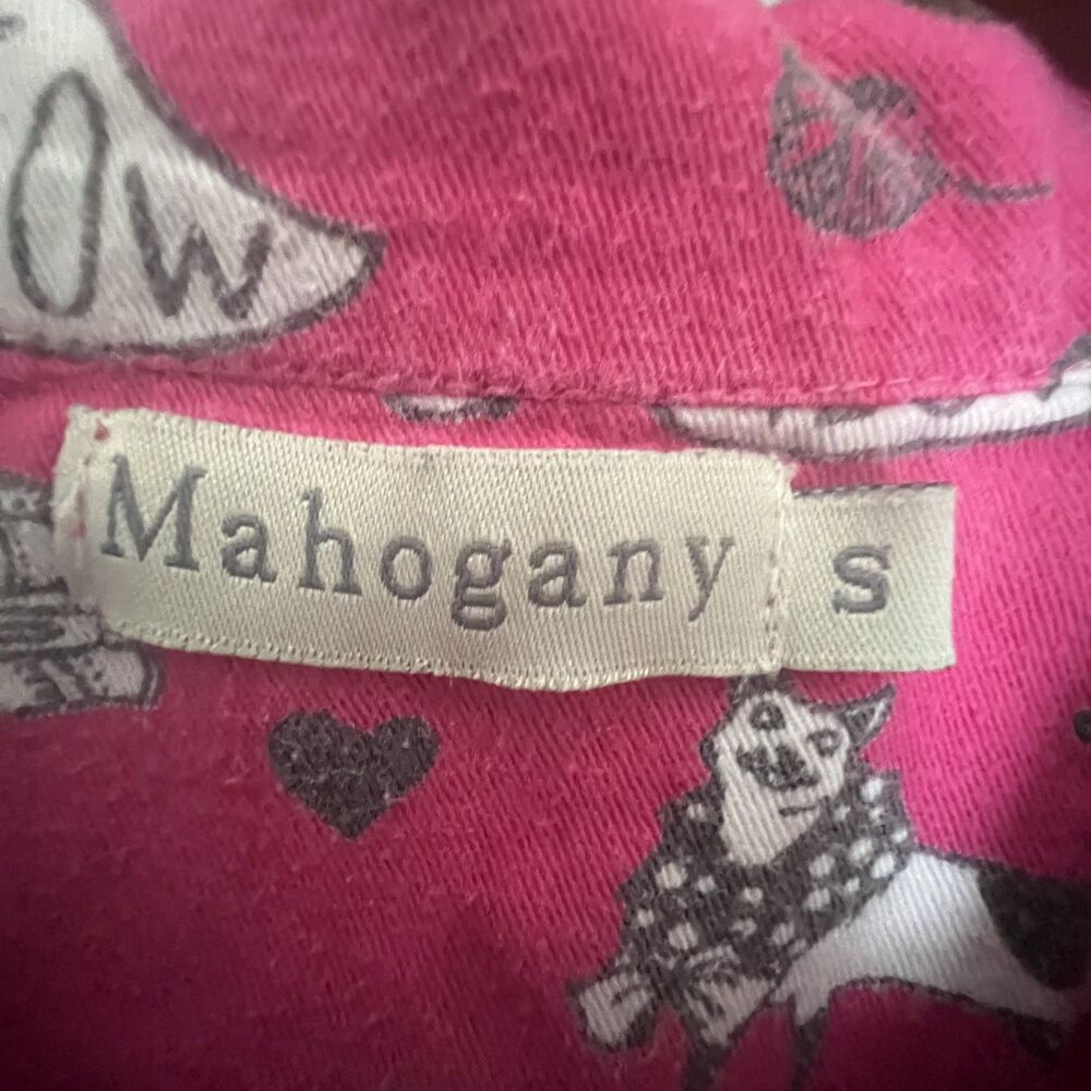 Mahogany Womens S Pajama Set Cats Meow Pink Pockets 100% Cotton - Picture 6 of 10